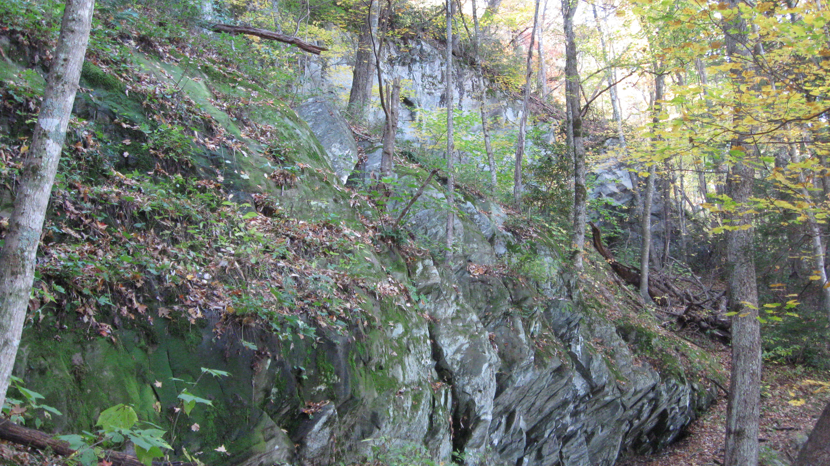 Interesting rock cliff long the trail