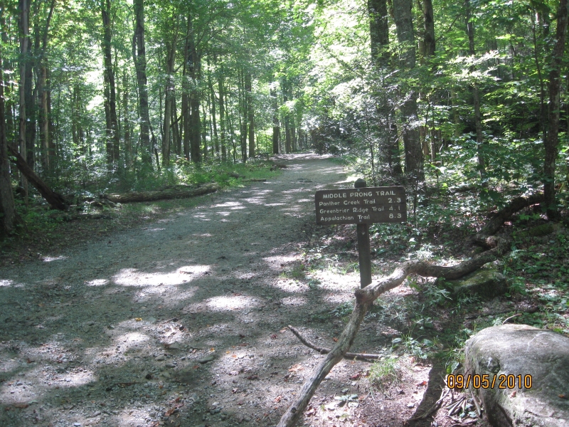 Middle Prong Trailhead sign